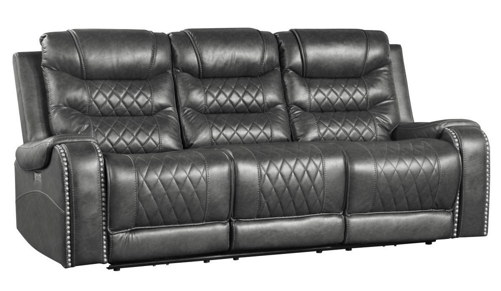 Putnam Gray Polished Microfiber Power Recliner Sofa