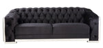 Pyroden Black Velvet Tufted 2-Seat Sofa (Oversized)