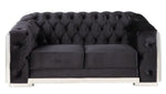 Pyroden Black Velvet Tufted Loveseat