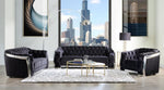 Pyroden Black Velvet Tufted Loveseat