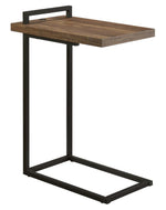 Qadim Aged Walnut Wood/Black Metal Snack Table