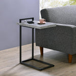 Qadim Cement Wood/Gunmetal Metal Snack Table