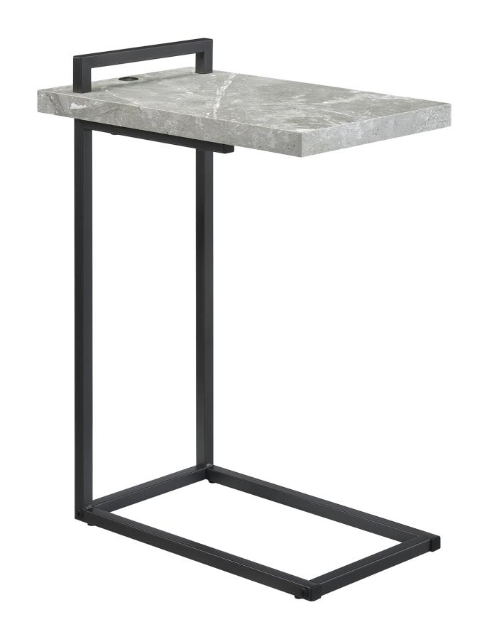 Qadim Cement Wood/Gunmetal Metal Snack Table