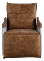 Qalurne 2-Tone Mocha Leather Power Recliner