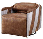 Qalurne 2-Tone Mocha Leather Power Recliner