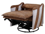 Qalurne 2-Tone Mocha Leather Power Recliner