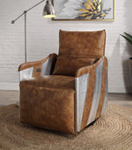 Qalurne 2-Tone Mocha Leather Power Recliner