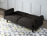 Qinven Dark Brown Velvet Adjustable Sofa with Tufted Accents