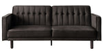 Qinven Dark Brown Velvet Adjustable Sofa with Tufted Accents