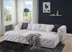 Qokmis 2-Pc Beige Velvet Tufted LAF Sectional Sofa