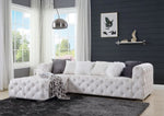 Qokmis 2-Pc Beige Velvet Tufted LAF Sectional Sofa