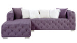 Qokmis 2-Pc Purple Velvet Tufted LAF Sectional Sofa