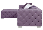 Qokmis 2-Pc Purple Velvet Tufted LAF Sectional Sofa