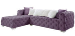 Qokmis 2-Pc Purple Velvet Tufted LAF Sectional Sofa