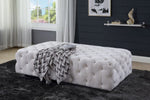 Qokmis Beige Velvet Tufted Ottoman