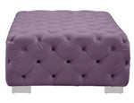 Qokmis Purple Velvet Tufted Ottoman