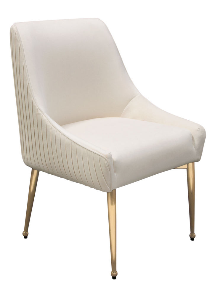 Quinn 2 Cream Velvet Fabric/Metal Side Chairs