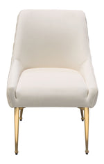 Quinn 2 Cream Velvet Fabric/Metal Side Chairs