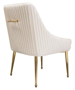 Quinn 2 Cream Velvet Fabric/Metal Side Chairs