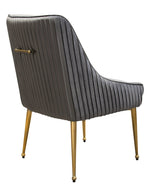 Quinn 2 Grey Velvet Fabric/Metal Side Chairs
