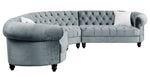 Qulan 3-Pc Light Blue Velvet Tufted Sectional Sofa