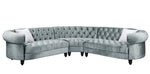 Qulan 3-Pc Light Blue Velvet Tufted Sectional Sofa