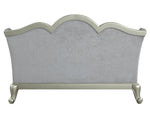 Qunsia Light Gray Fabric/Champagne Wood Loveseat