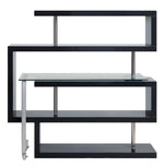 Raceloma Black Wood/Clear Glass Writing Desk with Shelf