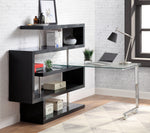 Raceloma Black Wood/Clear Glass Writing Desk with Shelf