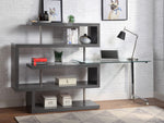 Raceloma Gray Wood/Clear Glass Writing Desk with Shelf