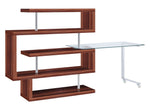 Raceloma Paper Wood/Clear Glass Writing Desk with Shelf