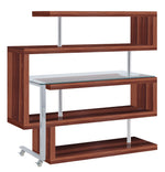 Raceloma Paper Wood/Clear Glass Writing Desk with Shelf