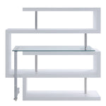 Raceloma White Wood/Clear Glass Writing Desk with Shelf