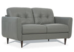 Radwan Pesto Green Leather Button Tufted Loveseat