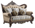 Ragnar Light Brown Fabric/Cherry Wood Loveseat