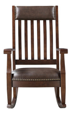 Raina Brown PU Leather/Walnut Wood Rocking Chair