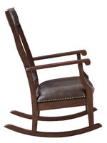 Raina Brown PU Leather/Walnut Wood Rocking Chair