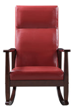 Raina Red PU Leather/Espresso Wood Rocking Chair