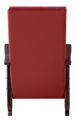 Raina Red PU Leather/Espresso Wood Rocking Chair