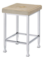 Raine 2 Beige Velvet/Chrome Metal Counter Height Stools