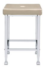 Raine 2 Beige Velvet/Chrome Metal Counter Height Stools