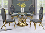 Rakel 5-Pc Dark Gray Velvet Dining Table Set