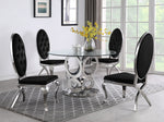 Rakel 5-Pc Silver/Black Dining Table Set