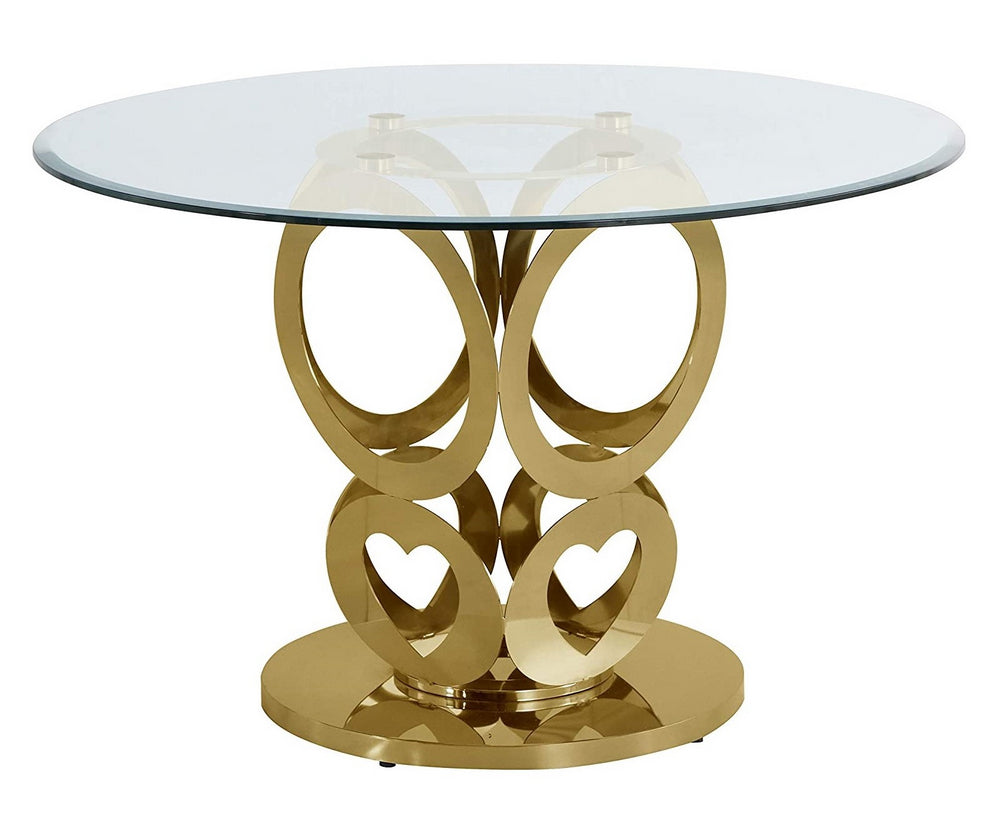 Rakel Clear Glass/Gold Metal Dining Table