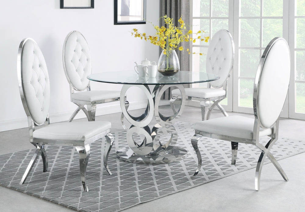 Rakel Clear Glass/Silver Metal Dining Table