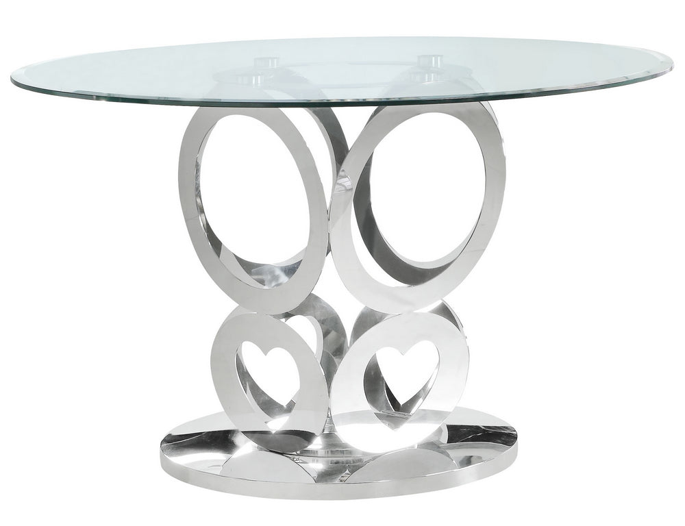 Rakel Clear Glass/Silver Metal Dining Table