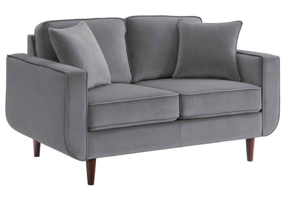 Rand Gray Velvet Fabric Loveseat