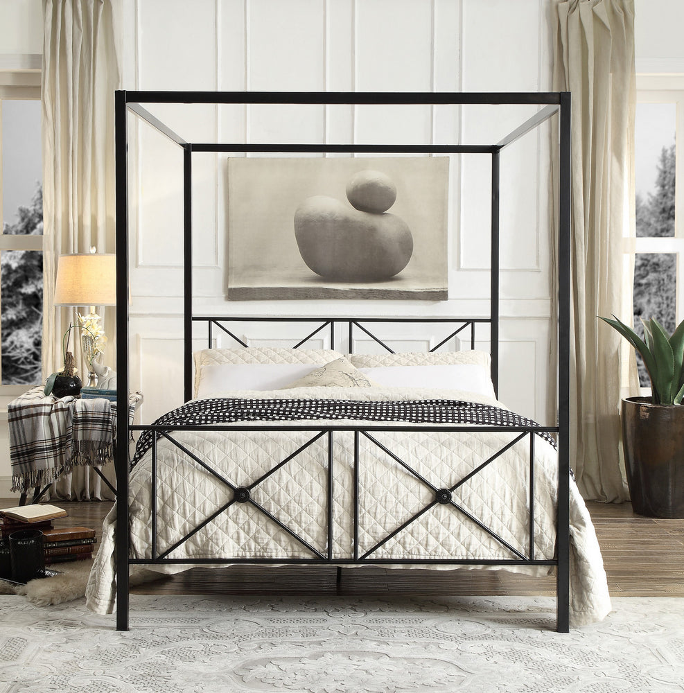 Rapa Black Metal Queen Canopy Bed Aetna Stores 