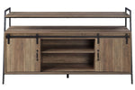 Rashawn Rustic Oak Wood/Black TV Stand with Sliding Barn Door