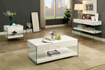 Raya White Tempered Glass/Wood Sofa Table